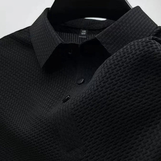 Amalfi Men's Polo Shirt – Breathable Solid Color with Unique Bone Flower Pattern 0