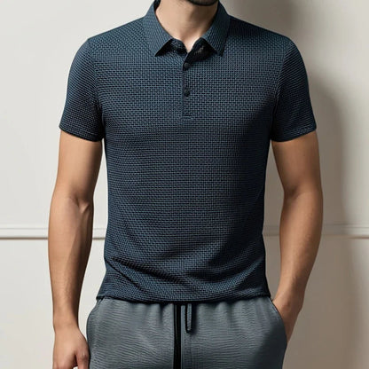 Amalfi Men's Polo Shirt – Breathable Solid Color with Unique Bone Flower Pattern 2