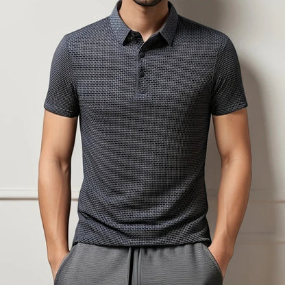 Amalfi Men's Polo Shirt – Breathable Solid Color with Unique Bone Flower Pattern 3