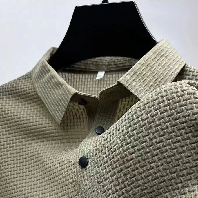 Amalfi Men's Polo Shirt – Breathable Solid Color with Unique Bone Flower Pattern 9