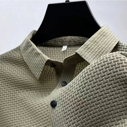 Amalfi Men's Polo Shirt – Breathable Solid Color with Unique Bone Flower Pattern 9