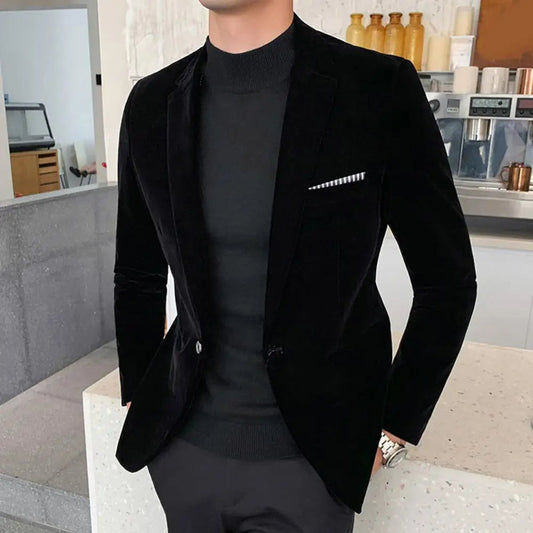 Amalfi Men's Velvet Blazer – Elegant Slim Fit for Versatile Occasions 1