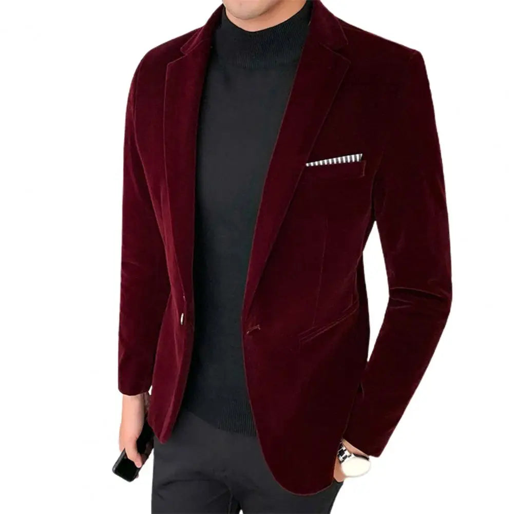 Amalfi Men's Velvet Blazer – Elegant Slim Fit for Versatile Occasions 2