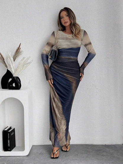 Amalfi Pleated Maxi Dress – Elegant Mesh Design for Special Evening Events 0