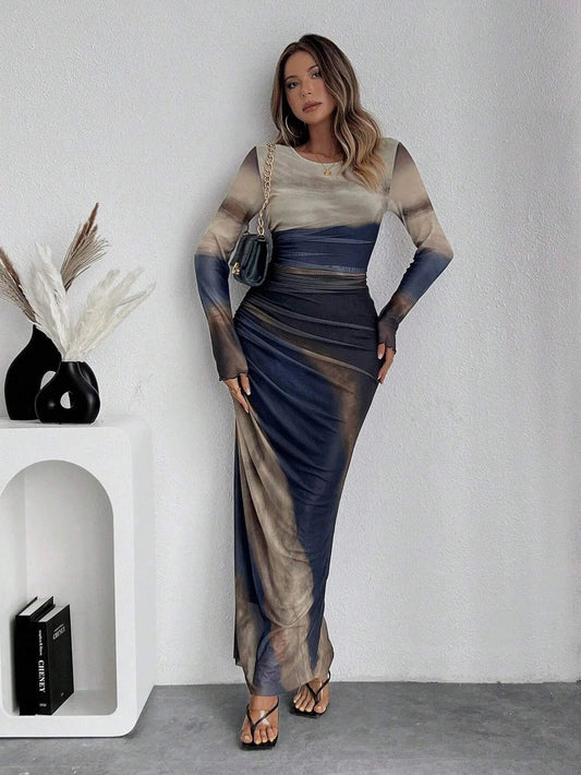 Amalfi Pleated Maxi Dress – Elegant Mesh Design for Special Evening Events 0