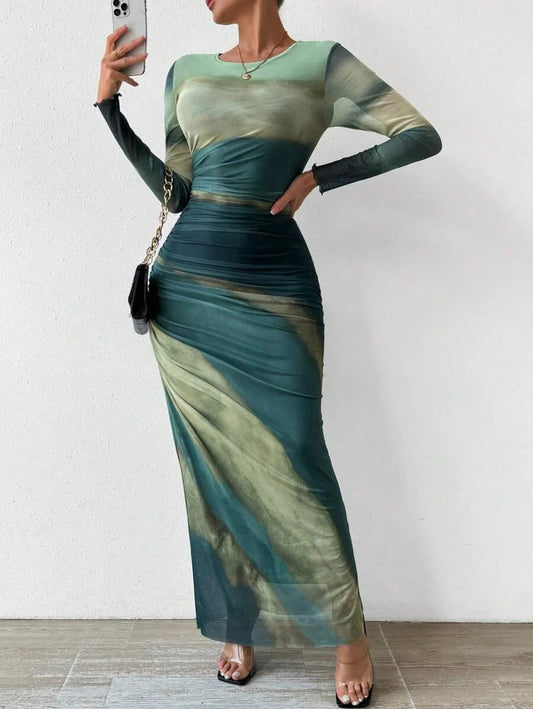 Amalfi Pleated Maxi Dress – Elegant Mesh Design for Special Evening Events 1