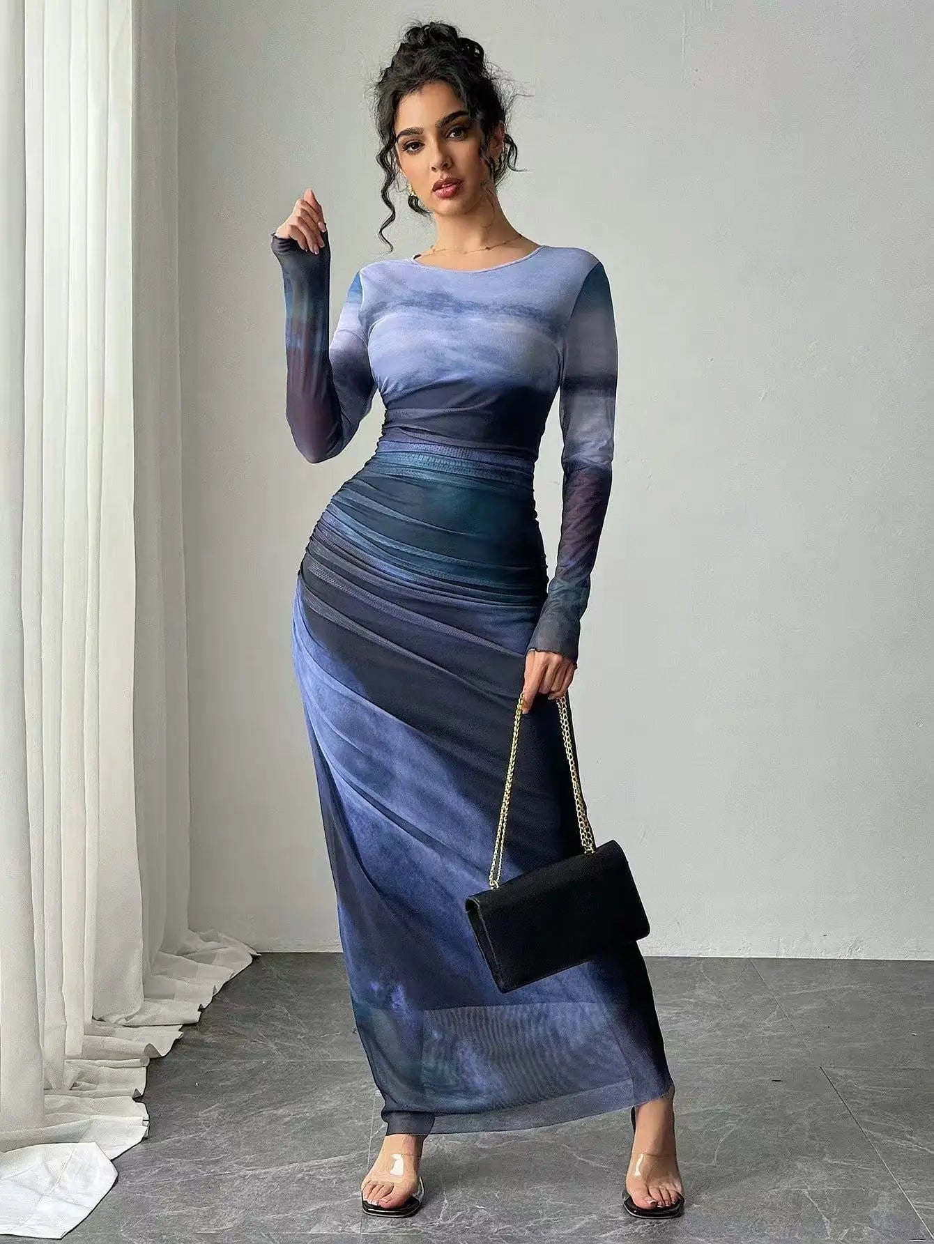 Amalfi Pleated Maxi Dress – Elegant Mesh Design for Special Evening Events 4