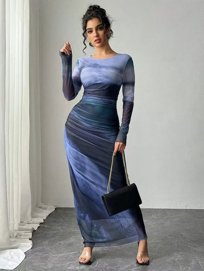 Amalfi Pleated Maxi Dress – Elegant Mesh Design for Special Evening Events 4