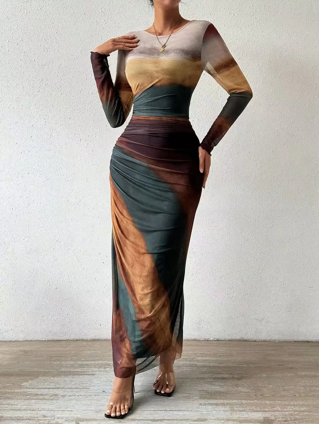 Amalfi Pleated Maxi Dress – Elegant Mesh Design for Special Evening Events 5