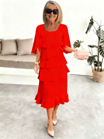 Amalfi Summer Ruffle Dress – Stylish O-Neck Design for Versatile Occasions 4