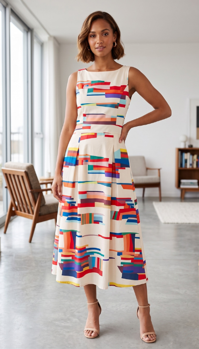 Amy | Striking Geometric Print Maxi Dress 0