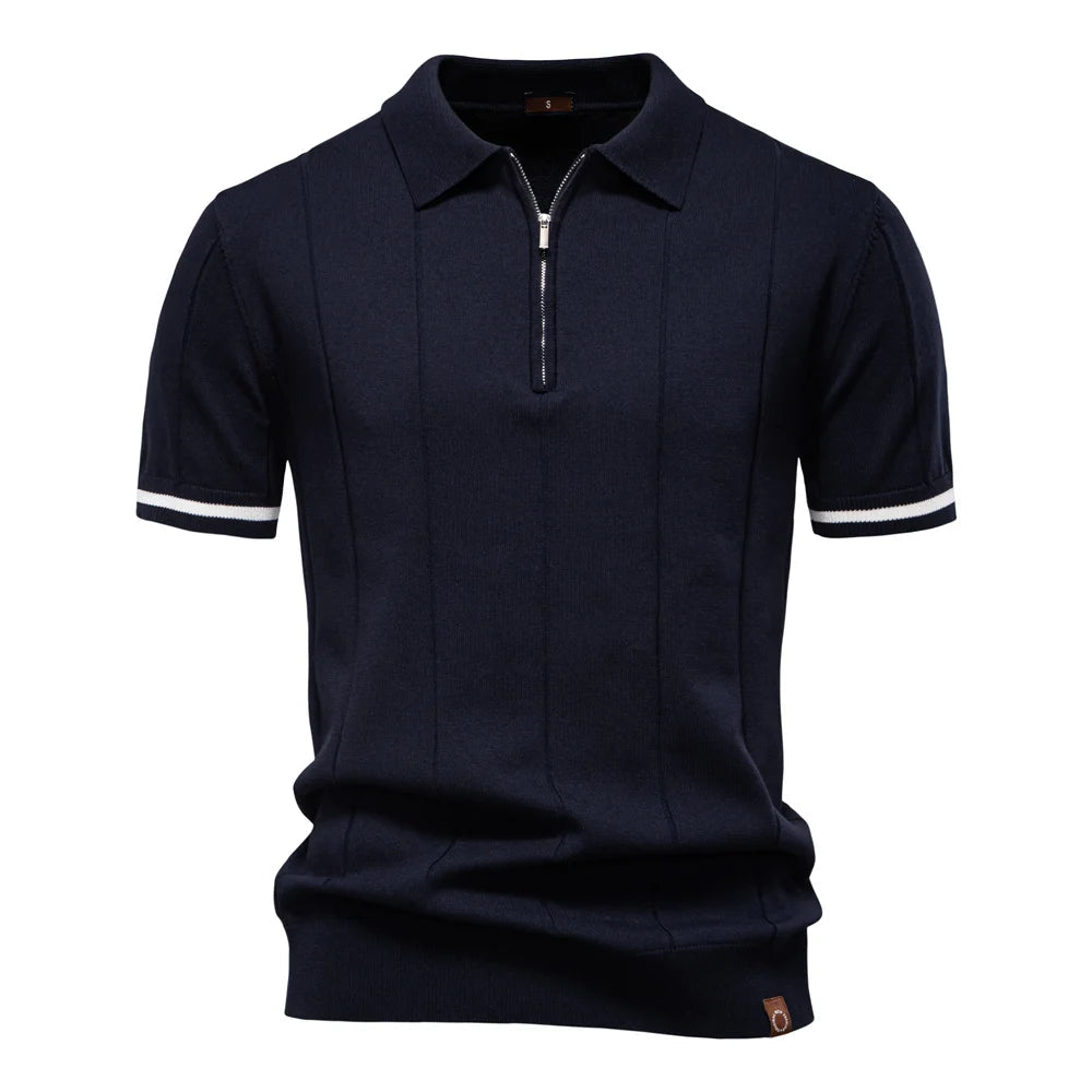 Athletic Men's Polo Shirt – Modern Zipper Design for Casual or Professional Wear 0