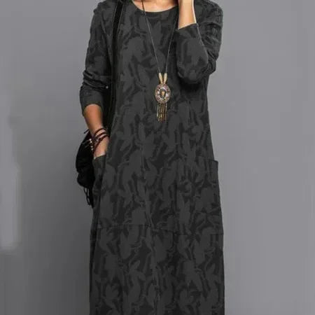 Autumn Elegance Long Dress – Unique Printed Design for Versatile Styling 1