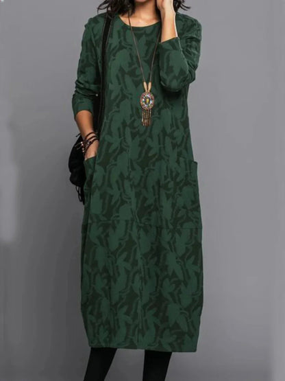 Autumn Elegance Long Dress – Unique Printed Design for Versatile Styling 2