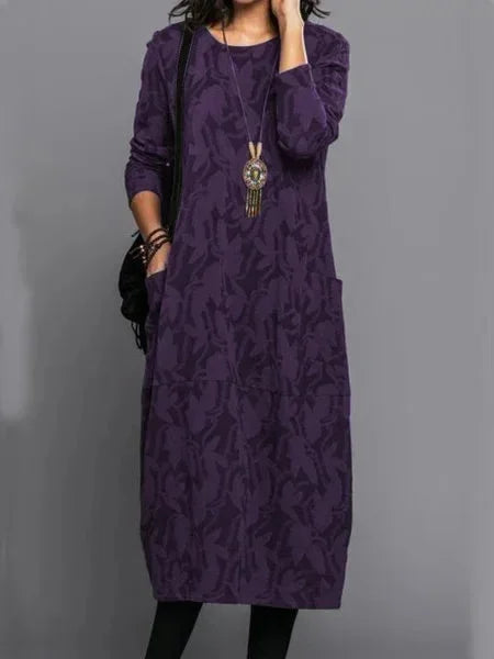 Autumn Elegance Long Dress – Unique Printed Design for Versatile Styling 3