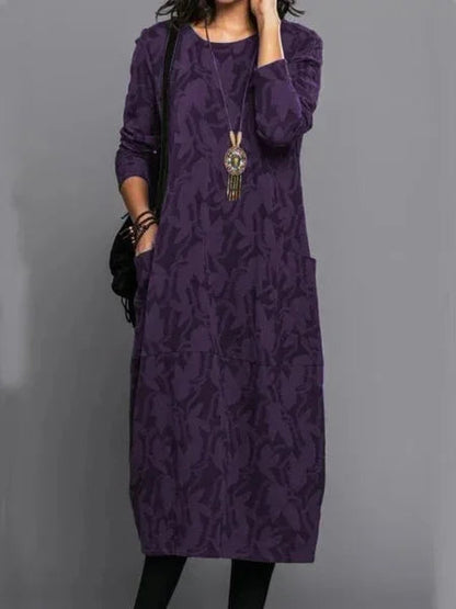 Autumn Elegance Long Dress – Unique Printed Design for Versatile Styling 3