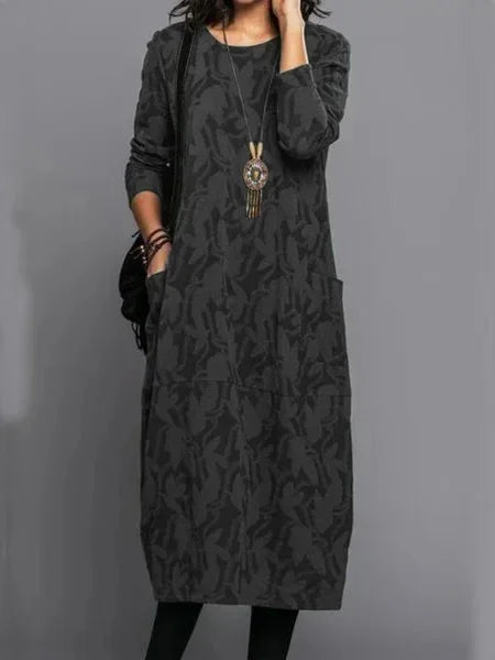 Autumn Elegance Long Dress – Unique Printed Design for Versatile Styling 4