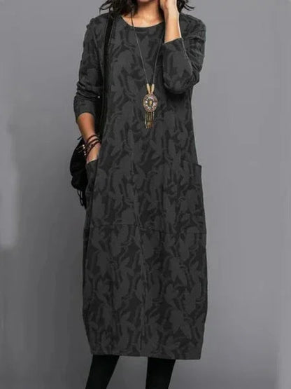 Autumn Elegance Long Dress – Unique Printed Design for Versatile Styling 4