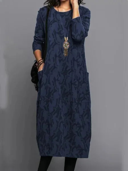 Autumn Elegance Long Dress – Unique Printed Design for Versatile Styling 5