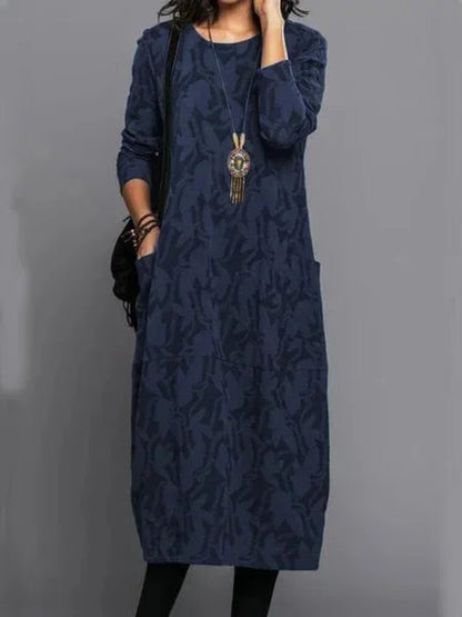 Autumn Elegance Long Dress – Unique Printed Design for Versatile Styling 5