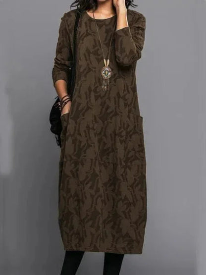 Autumn Elegance Long Dress – Unique Printed Design for Versatile Styling 6