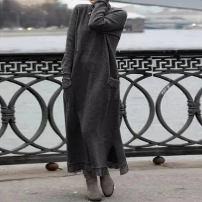 Autumn Maxi Dress – Elegant Loose Fit Hoodie For Stylish Fall Outings 11