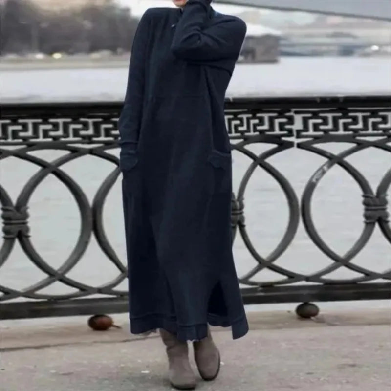 Autumn Maxi Dress – Elegant Loose Fit Hoodie For Stylish Fall Outings 5