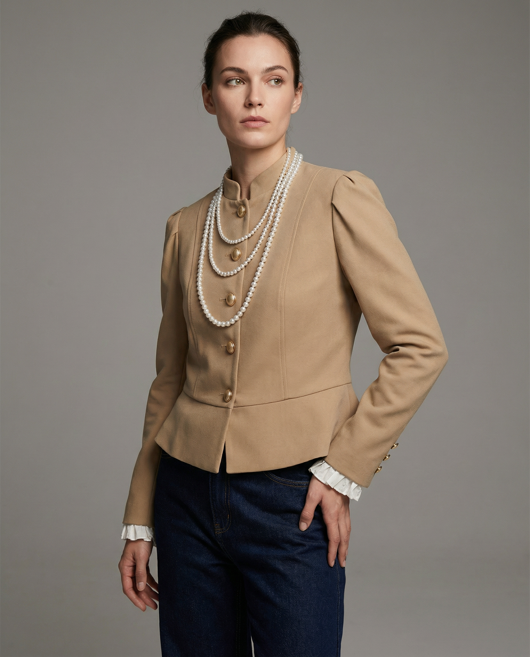 Autumn Velvet Blazer – Chic Puff Shoulder Elegance 0