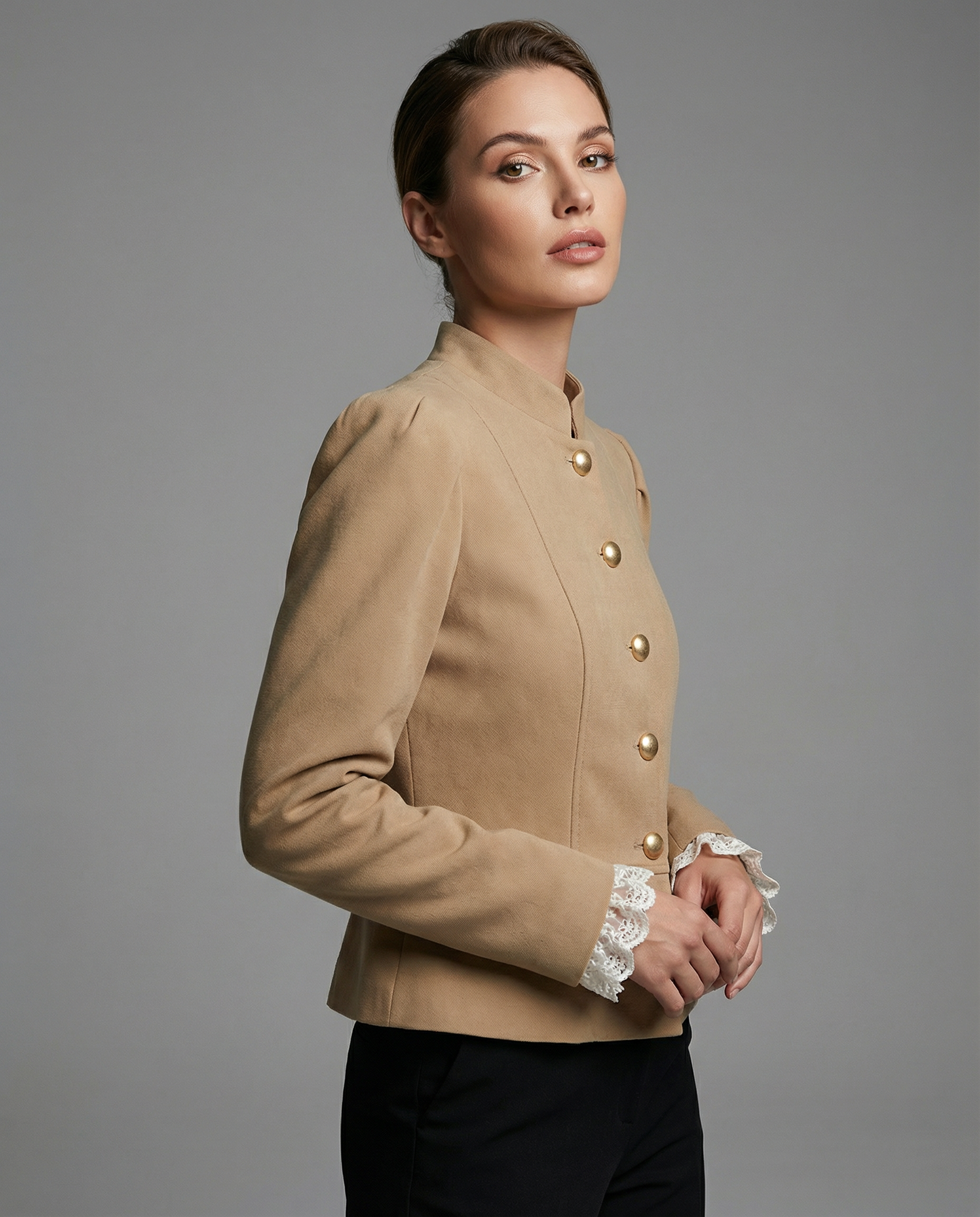 Autumn Velvet Blazer – Chic Puff Shoulder Elegance 1