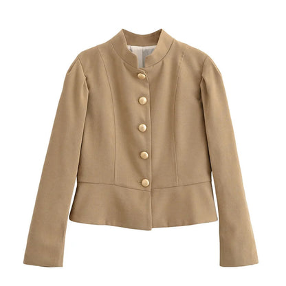 Autumn Velvet Blazer – Chic Puff Shoulder Elegance 4