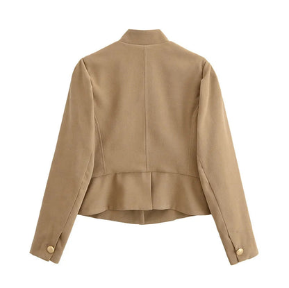 Autumn Velvet Blazer – Chic Puff Shoulder Elegance 5