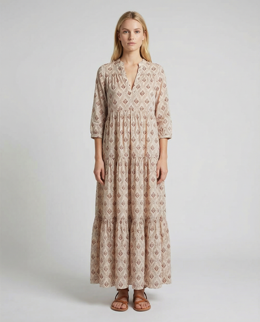 Autumn Vintage Long Dress – Flattering V-Neck Design for Casual Outings 2