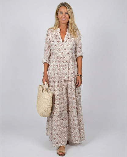 Autumn Vintage Long Dress – Flattering V-Neck Design for Casual Outings 3