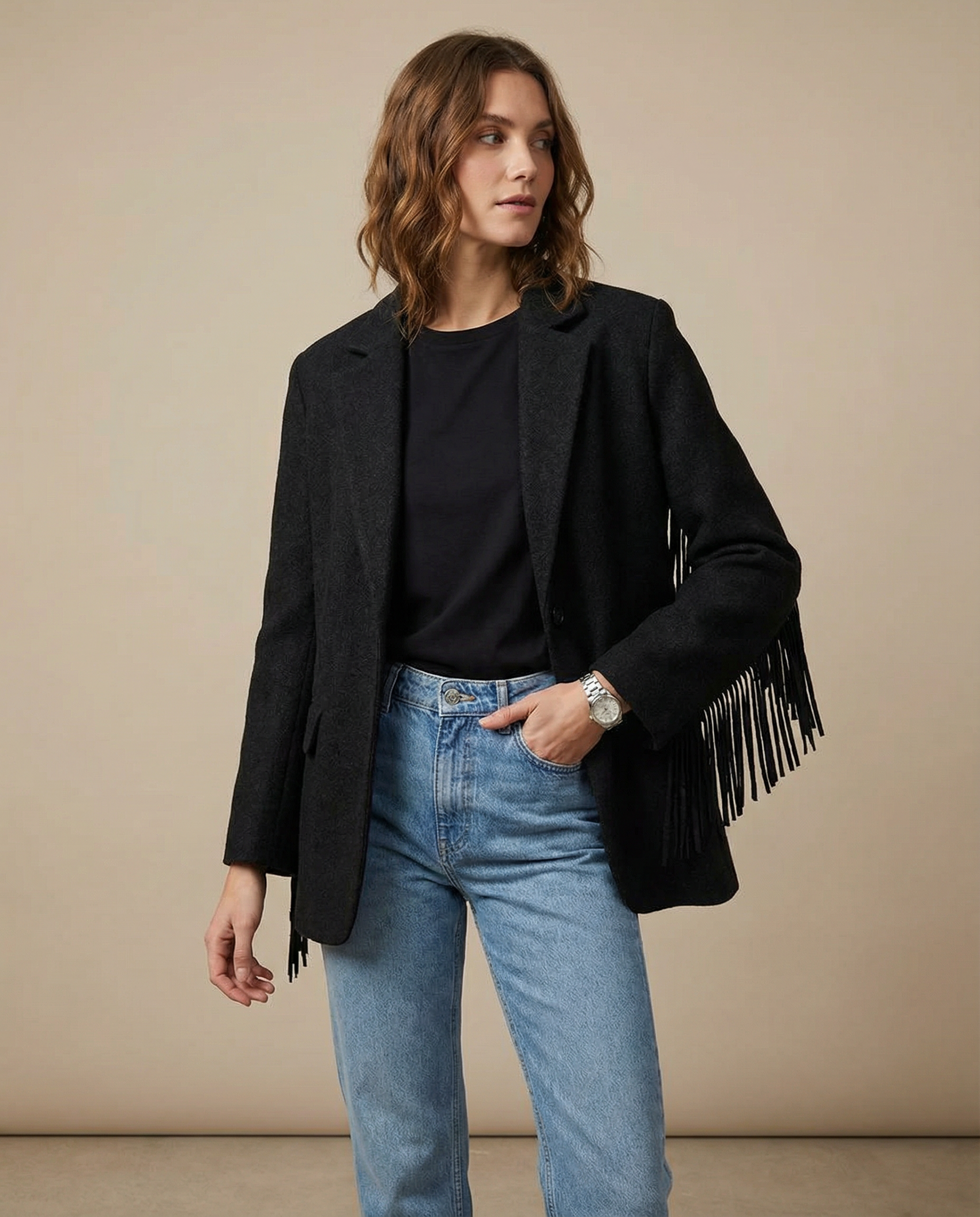 Autumn Wool Bomber Jacket – Stylish Tassel Detail for Chic Layering 1