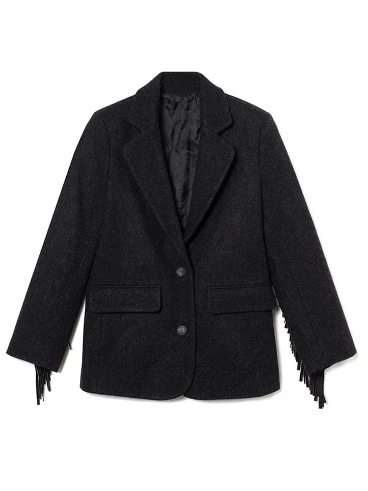 Autumn Wool Bomber Jacket – Stylish Tassel Detail for Chic Layering 7