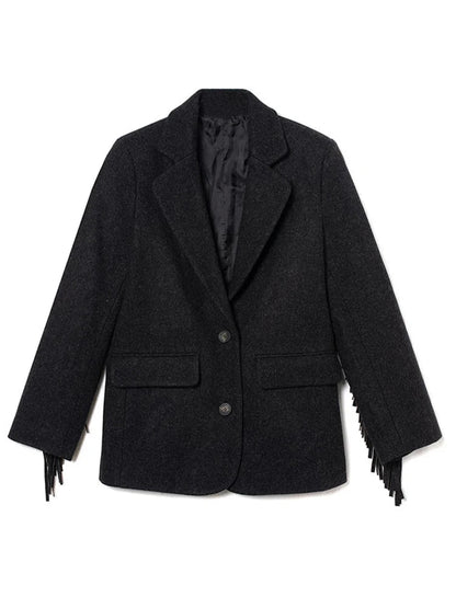 Autumn Wool Bomber Jacket – Stylish Tassel Detail for Chic Layering 7
