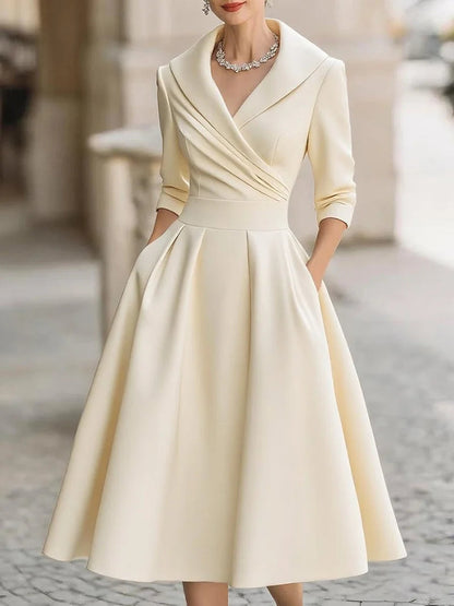 Ava A-Line Dress – Chic Lapel Design for Effortless Summer Style 6