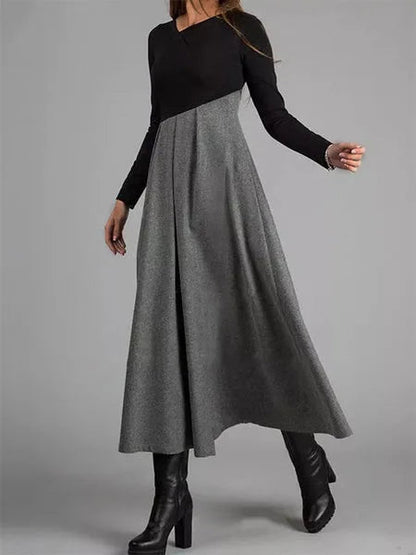 Ava A-Line Dress – Irregular Patchwork Design for Chic Spring Outings 0