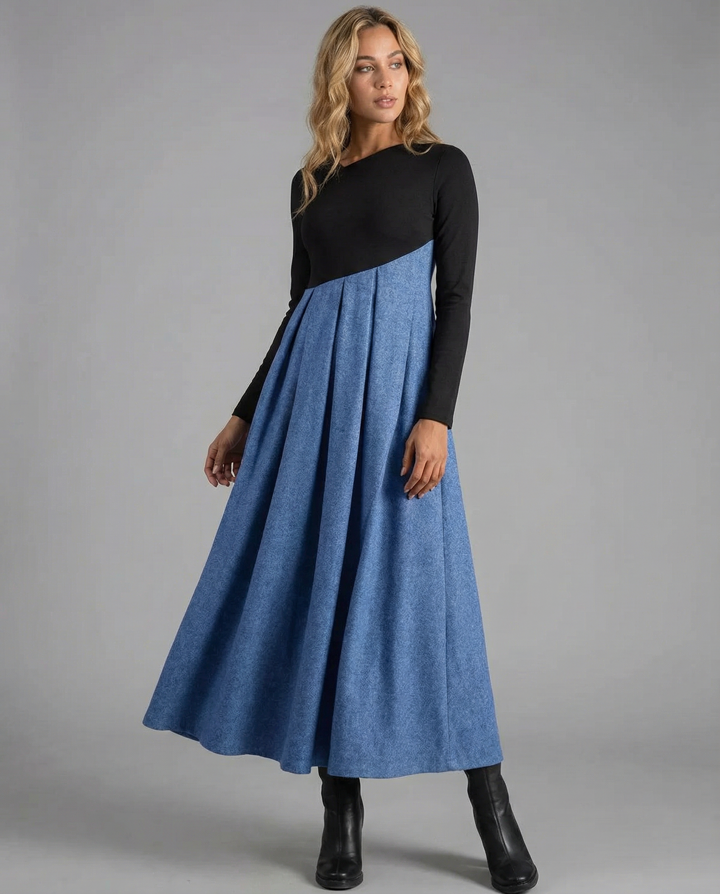 Ava A-Line Dress – Irregular Patchwork Design for Chic Spring Outings 2