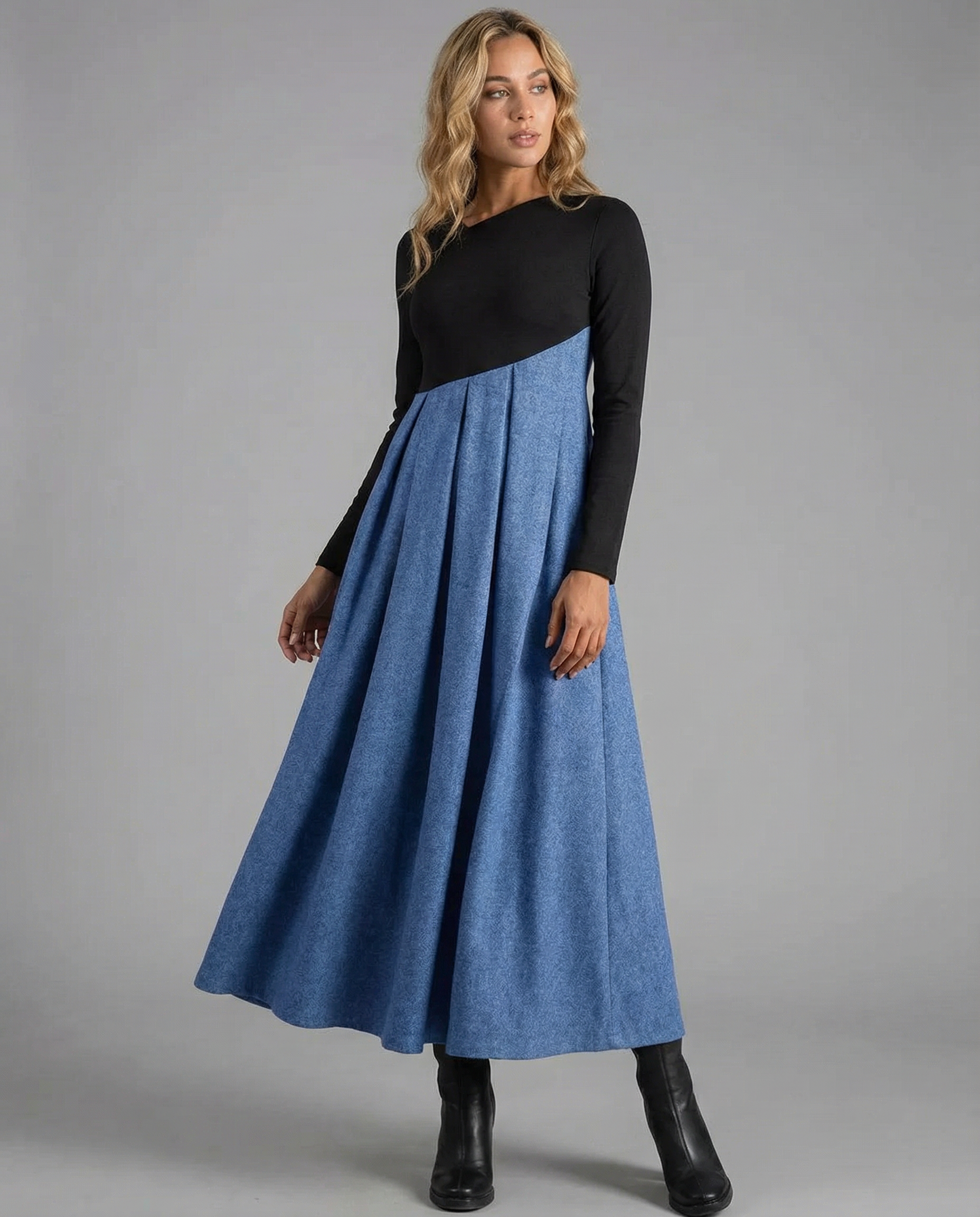 Ava A-Line Dress – Irregular Patchwork Design for Chic Spring Outings 2