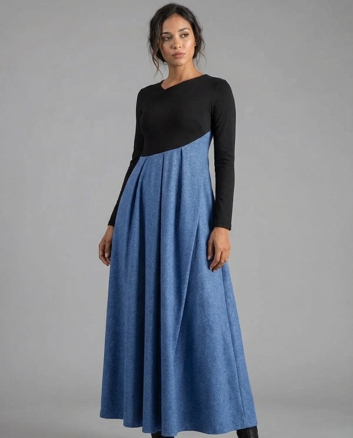 Ava A-Line Dress – Irregular Patchwork Design for Chic Spring Outings 3
