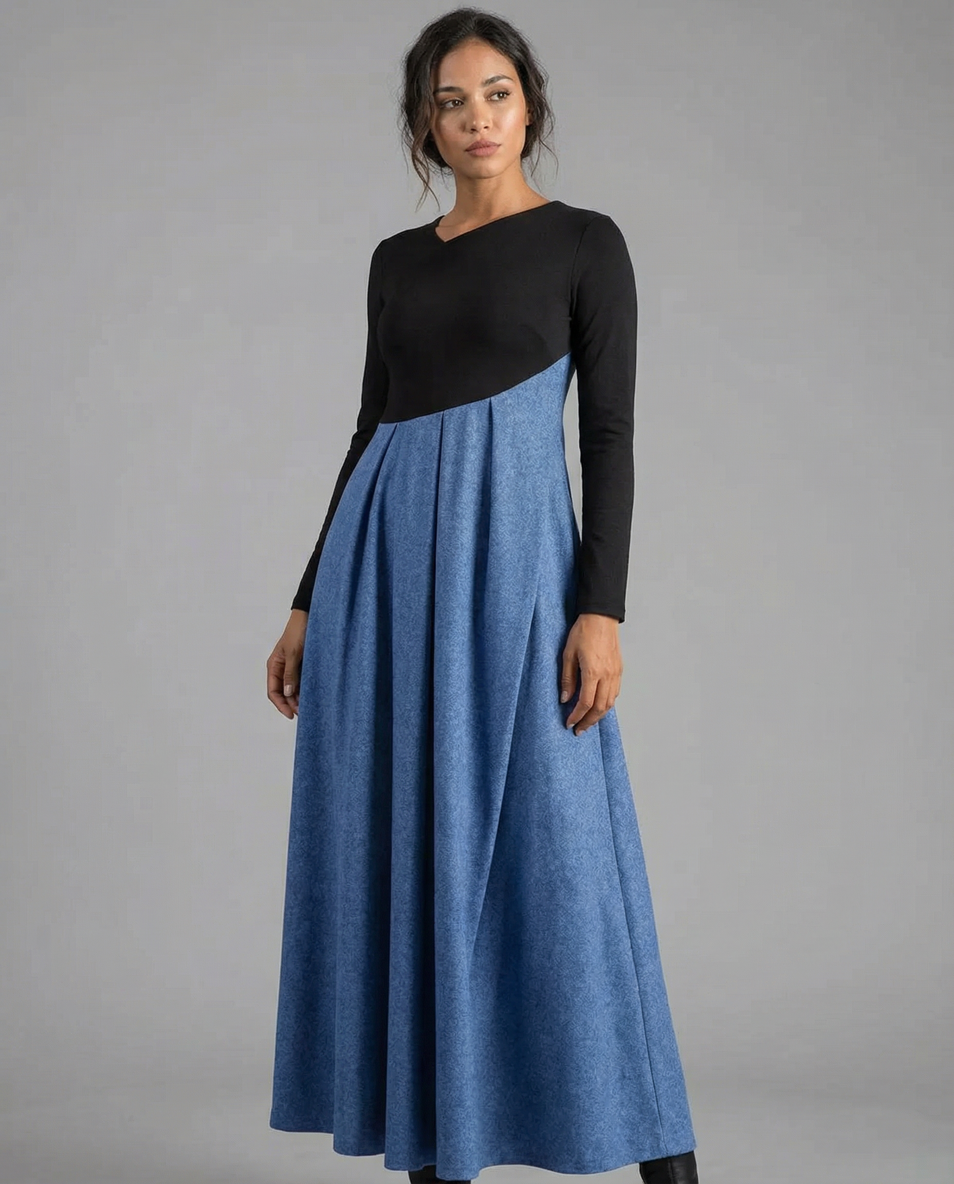 Ava A-Line Dress – Irregular Patchwork Design for Chic Spring Outings 3