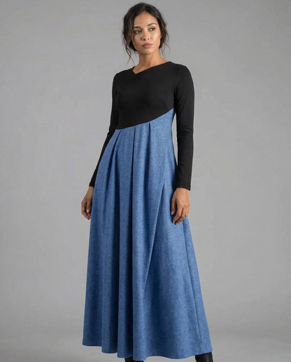 Ava A-Line Dress – Irregular Patchwork Design for Chic Spring Outings 3