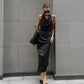 Black Satin Halter Wedding Guests Maxi Dress 0