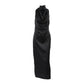 Black Satin Halter Wedding Guests Maxi Dress 7