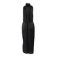 Black Satin Halter Wedding Guests Maxi Dress 8