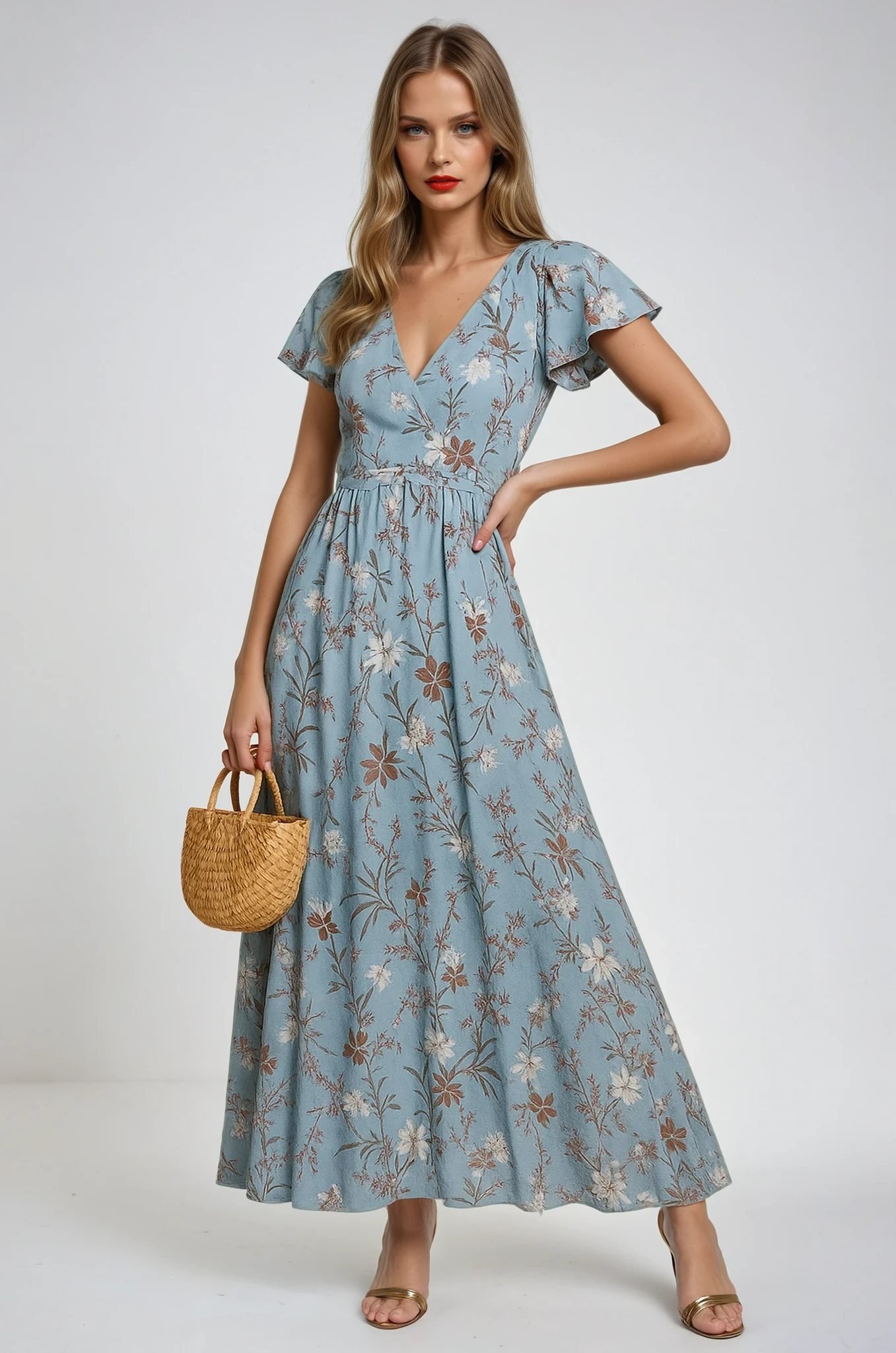 Blue Floral Maxi Dress 0