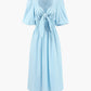 Blue Linen Blend Summer Midi Dress 4