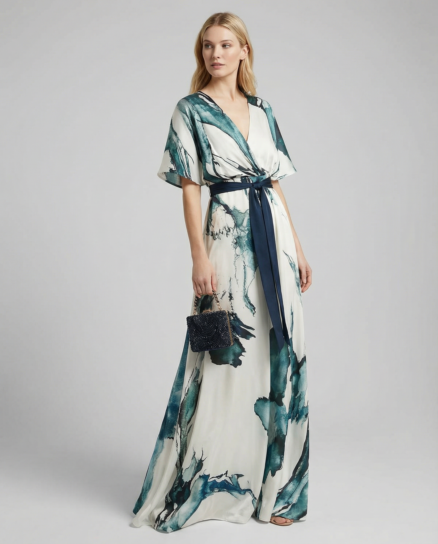 Bohemian Floral Maxi Dress – Elegant Deep V Neck Summer Style 1