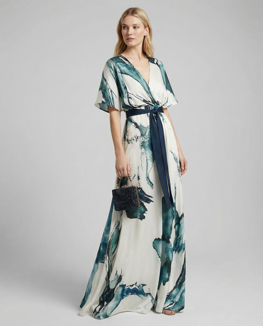 Bohemian Floral Maxi Dress – Elegant Deep V Neck Summer Style 1